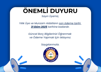 2025 Yılı 2. Dönem Oda Aidatları Hakkında